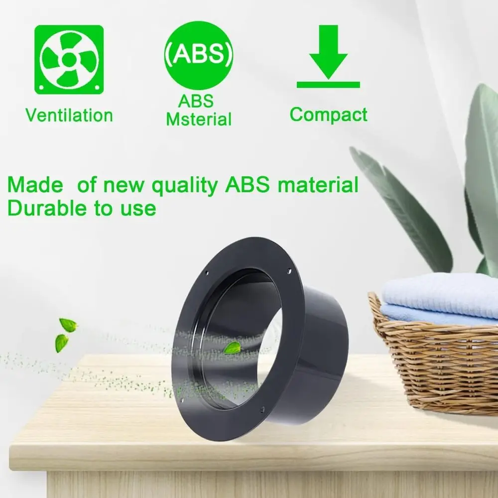 

Fan Connection Round Wall Flange Connector Black Plastic Ventilation Pipe Joint Air Ducting Connection Ventilation Pipe