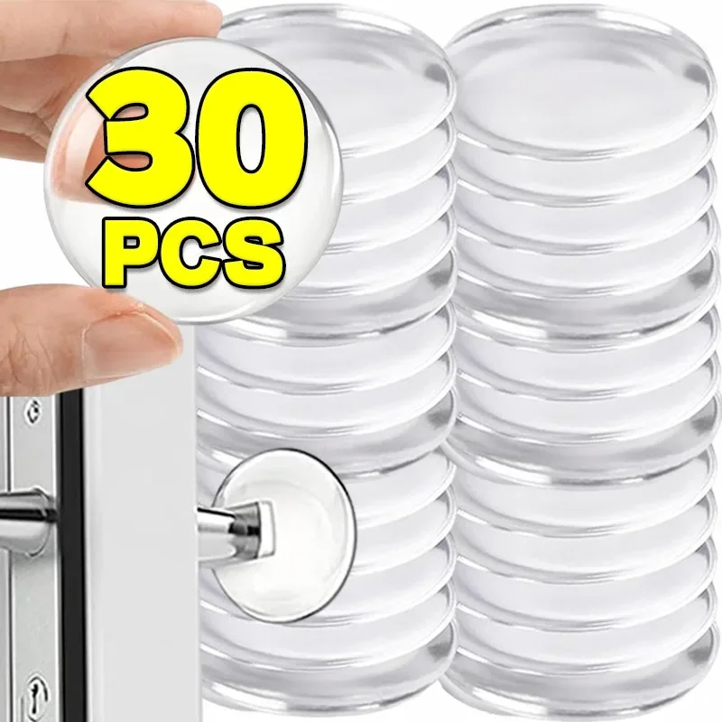 

30/6 шт. силиконовые прозрачные дверные упоры, ручка-бампер, самоклеящаяся дверная круглая защитная заглушка, многоразовая настенная накладка на глушитель с защитой от ударов