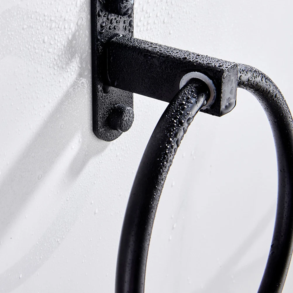 

2pcs Black Towel Rack Aluminum Multifunctional Wall Hook Corrosion Resistant for Glass Wood Door Tile Surface No Drilling