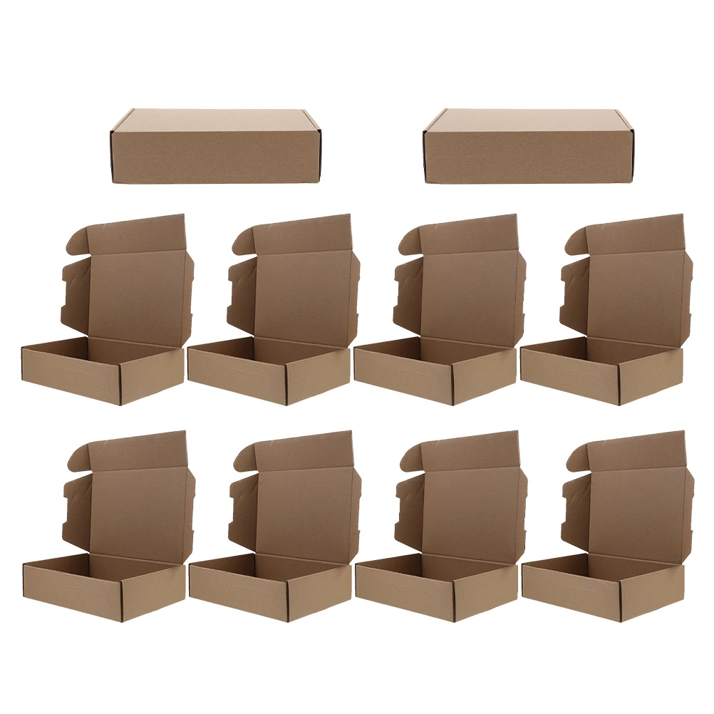

10pcs Kraft Paper Boxes Triple Layer Shipping Cardboard Mailer Brown Box Small Mailing Containers Efficient Space