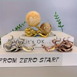 Octopus Shaped Ball Stand Base, 93MM Alloy Jewelry Storage Rack, Beautiful Ornament Crystal Sphere Holder For Home Room Office