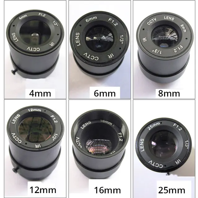 Metal F1.2 IR CS obiektywy kamery przemysłowej 6mm 8mm16mm 25mm samochód noktowizor DIY aparat obiektyw