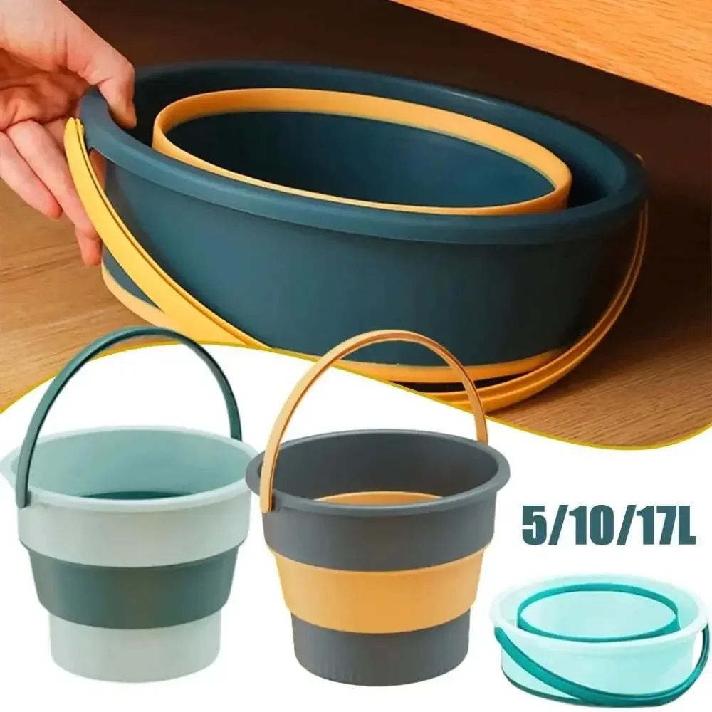5/10/17L Foldable Bucket Portable Water Pail for Car Washing Fishing Trip Gear Storage and Multipurpose Cleaning