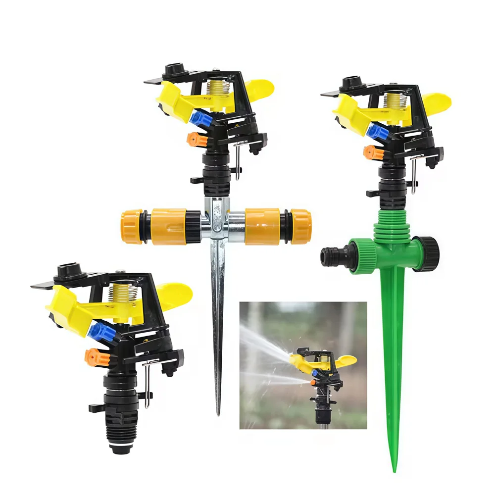 360 Degree Rotating Jet Sprinklers Double Outlet Rocker Nozzles 1/2