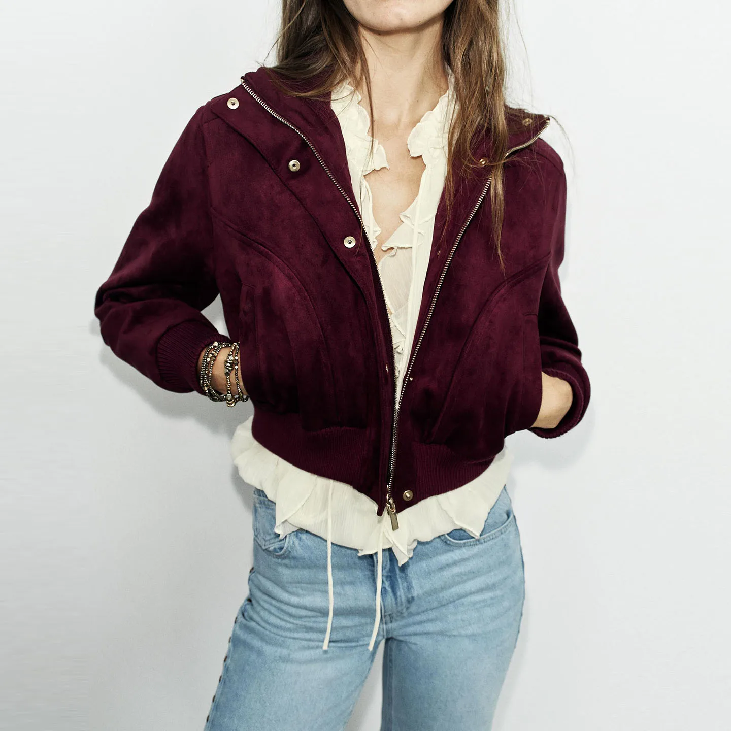 Fashionable Long Sleeve Stand Collar Women's Jacket 2026 Autumn Collection Quality Material Standard Fit Zadata Brand