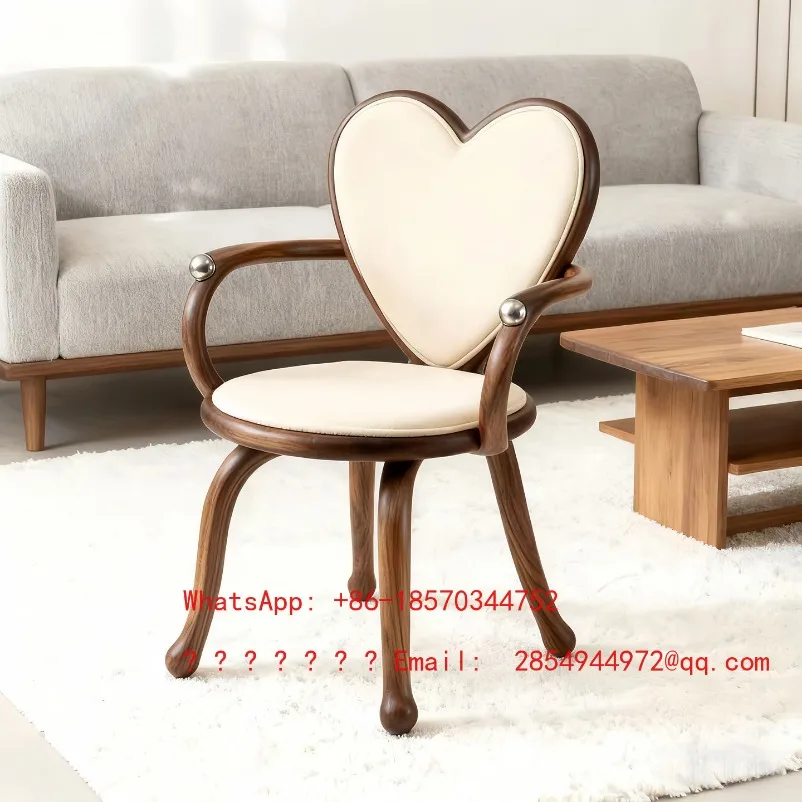 Nordic Creative Solid Wood Dining Chair Love Heart Designer Style Modern Simple Back Chair for Home Kitchen