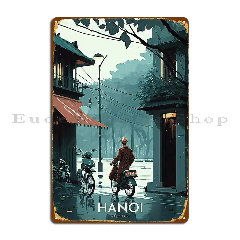 Hanoi Vietnam Retro Travel Poster Metal Plaque Poster Living Room Classic Kitchen Club Customize Tin Sign Poster