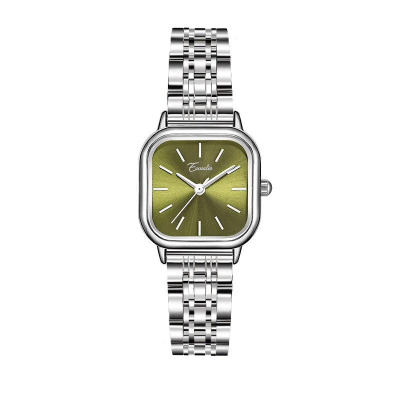 Square Green Watch Waterproof Fashion Minimalism Stainless Steel Band Quartz Student Wristwatch Beautiful Female Clock