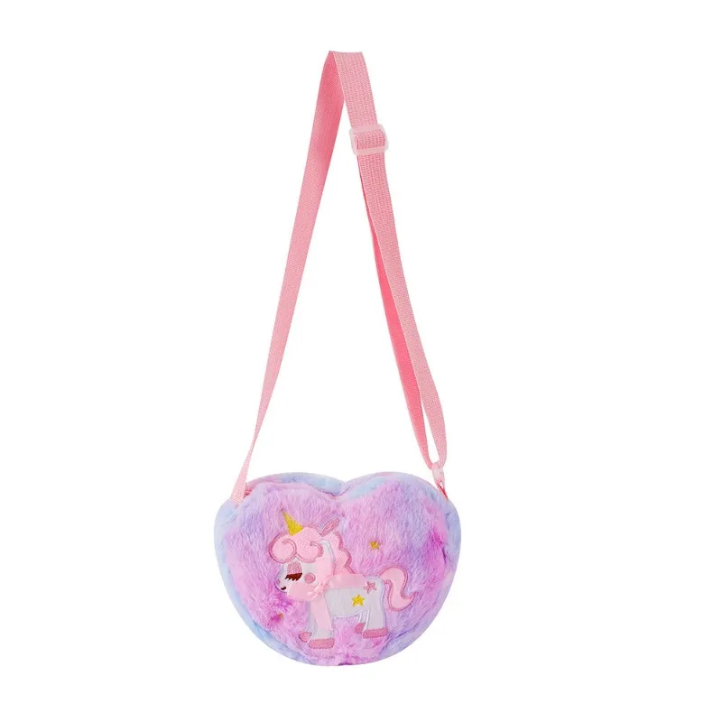 Cartoon Unicorn Plush Shoulder Bag para crianças, Cute Love Crossbody Bag para meninas, Kindergarten Small Backpack, presente de alta qualidade