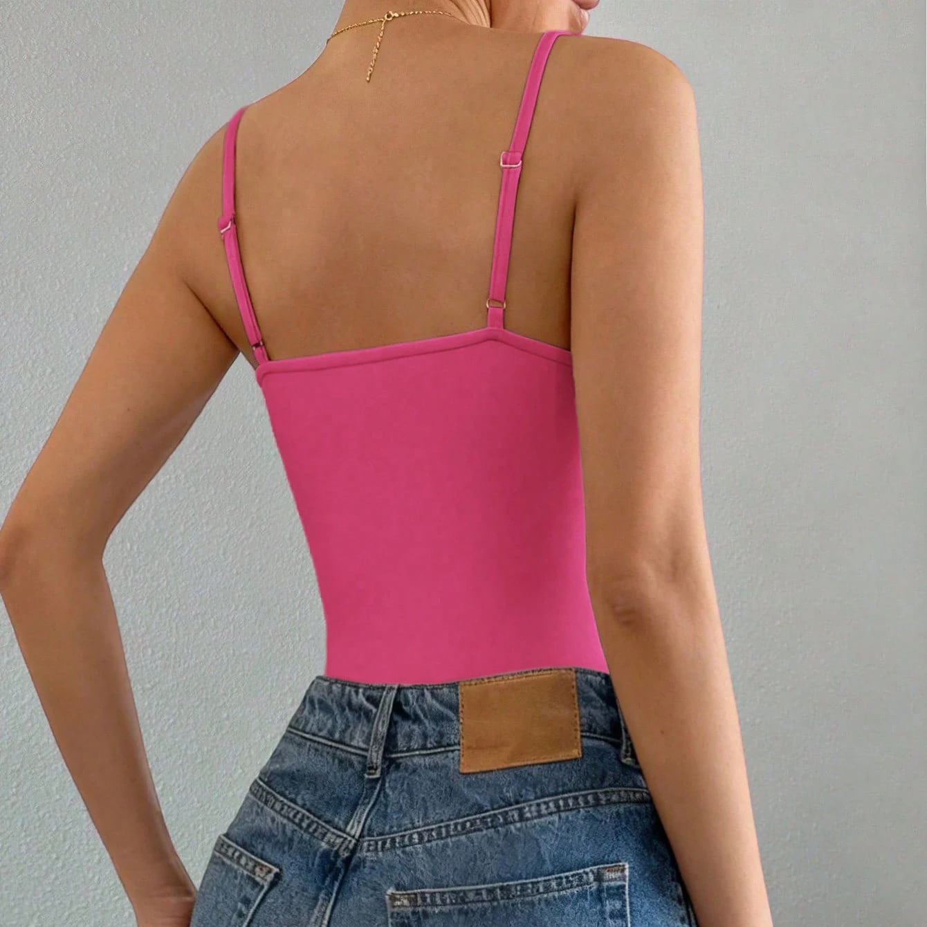 Sleeveless Skinny Shirring Skinny Sexy Spaghetti Strap Bodysuit For Women Sling Strap Slim Vest Solid Simple Basic Sexy Camisole