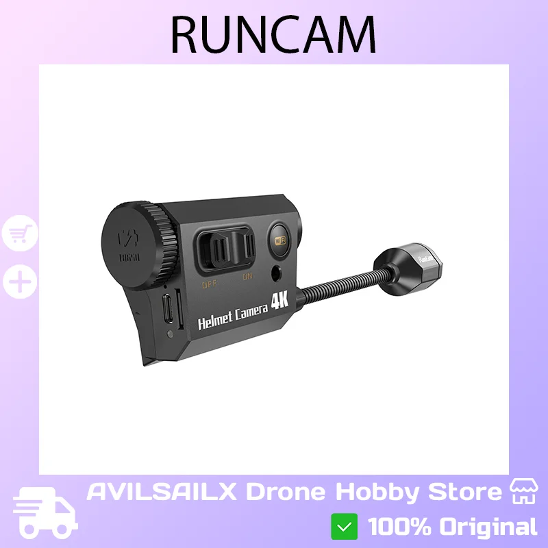 RunCam Helmet Camera 4K/1080P 60fps Built-in WiFi Type-C Airsoft Face Mask Recorder with Long Battery Life