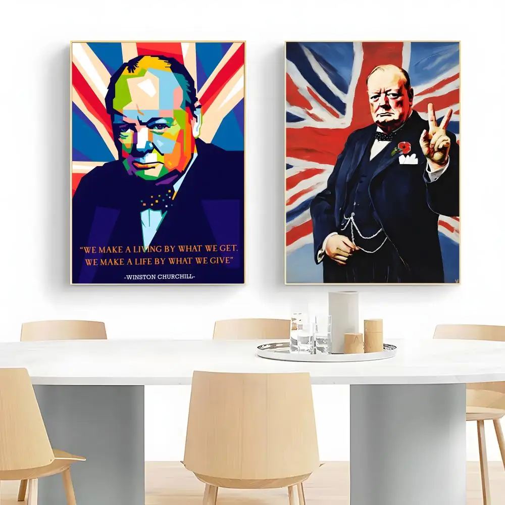 politician resilient W-Winston Churchill Poster Wall Art Print Poster Decorative Mural Home Decor Gift Unframed