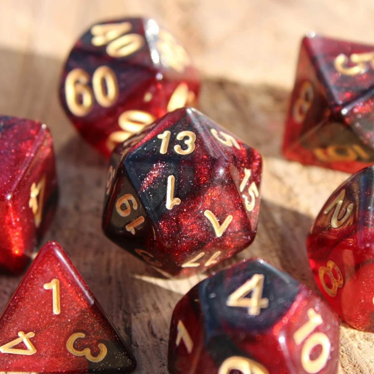 

7Pcs/Set Deep Red Starry Sky Galaxy Dice for DND Dungeons and Dragons Table Games D&D RPG Tabletop Roleplaying