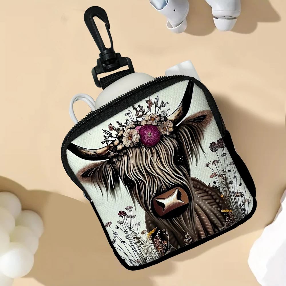 

Black Ox Coin Purse Card Wallet Portable Girls Multifunctional Storage Bag Keyring Hanging Bag Decoration 3.15