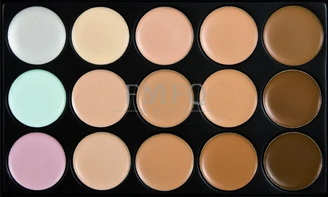 Corretivo Paleta Make Up Set, Make Up Combinação, Escova Foundation, 15 Cores, 10 Pcs