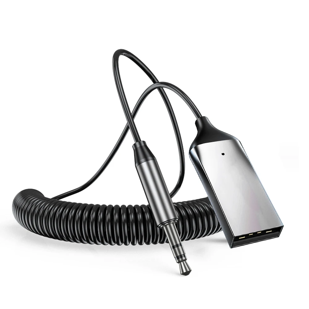 جهاز استقبال بلوتوث للسيارة وجهاز إرسال لاسلكي Aux ، USB ، مقبس ، صوت ، موسيقى ، ميكروفون ، محول يدوي لمكبر صوت السيارة ، 2 في 1