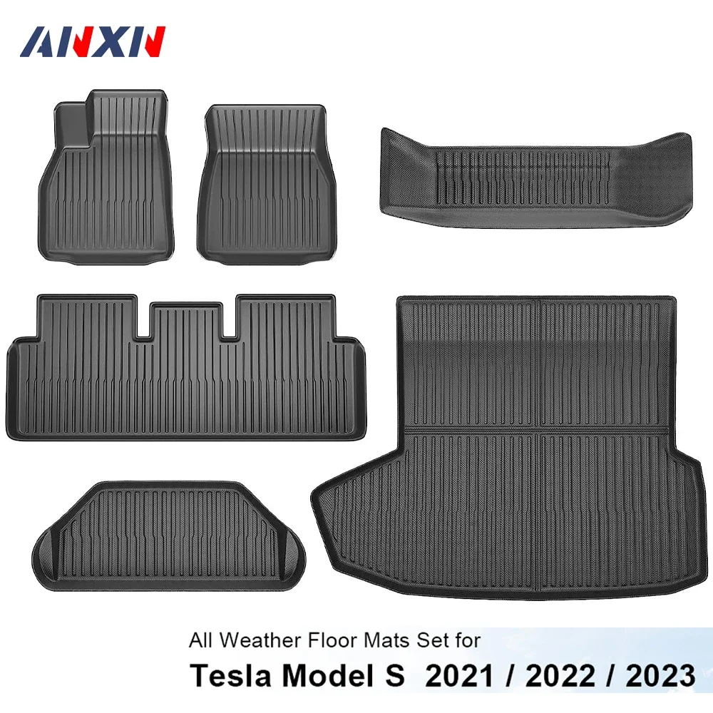 

All Weather Floor Mats for Tesla Model S 2024 2023 - 2021 Accessories Waterproof Non-Slip Odorless TPE Trunk Mats Cargo Liners