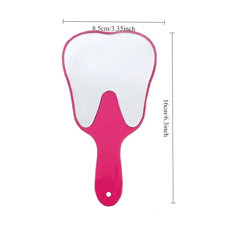 1Pcs Tooth Shaped Handheld Mirror PVC Unbreakable Hand Mirror Dental Mouth Examination Makeup Mirror Dentistry Accessories Gifts