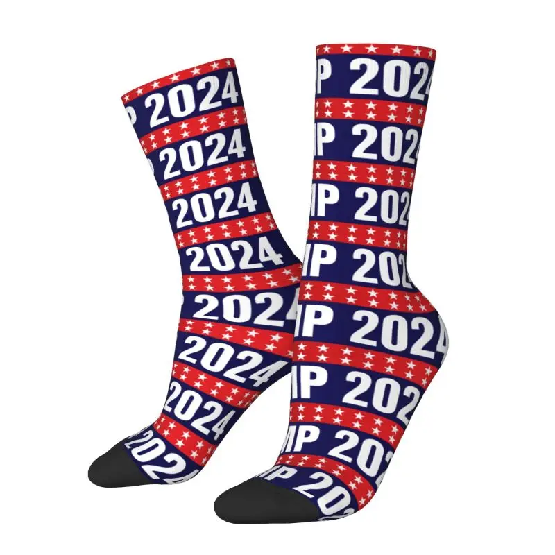 Custom Trump 2024 Men Women Crew Socks Unisex Novelty 3D Printing America US Dress Socks