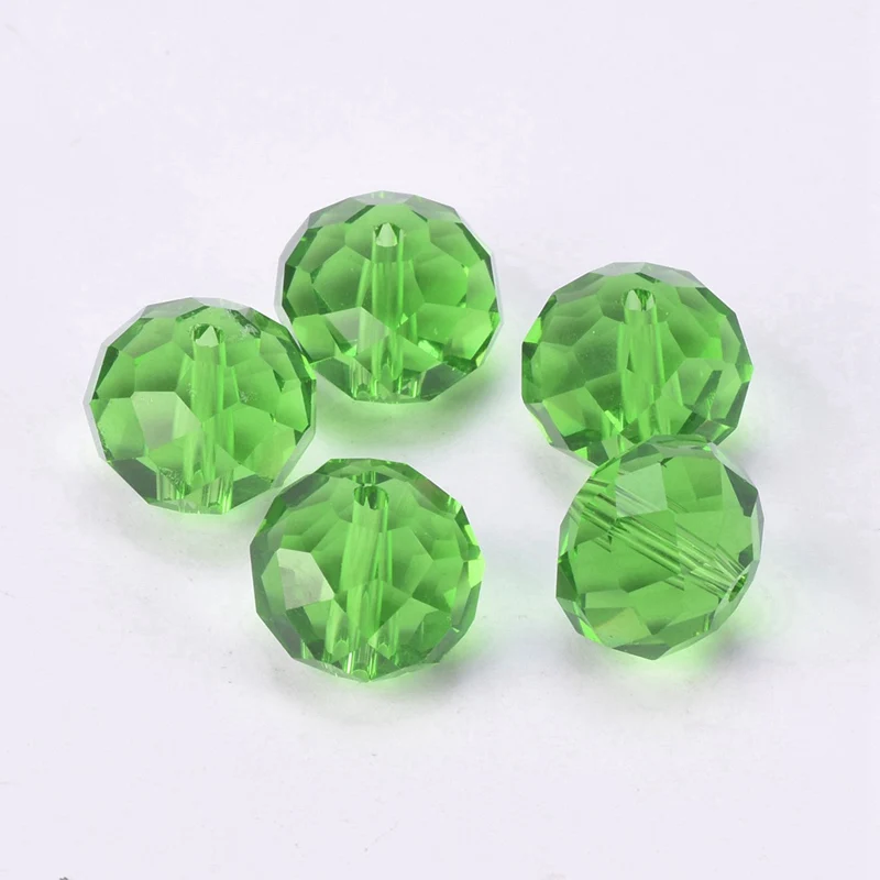 Rondelle Faceted Czech Crystal Glass Green Color 3mm 4mm 6mm 8mm 10mm 12mm 14/16/18mm Loose Spacer Beads for Jewelry Making DIY