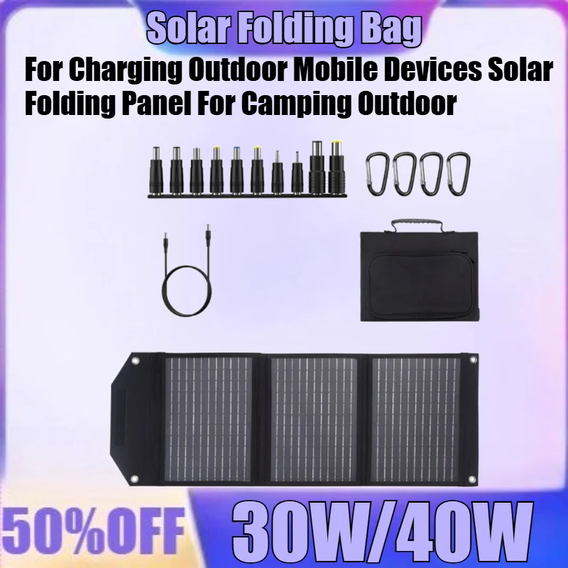 New 30W/40W Solar Folding Bag，For Charging Outdoor Mobile Devices Solar Folding Panel For Camping Outdoor