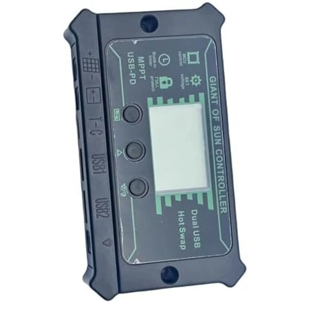 منفذ USB مزدوج كما هو موضح في الصورة وحدة تحكم شحن MPPT ذات كفاءة متقدمة لإدارة الشحن الذكي