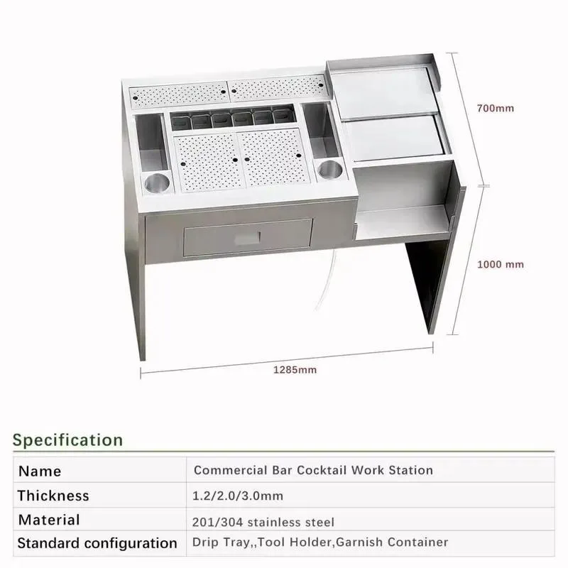for Lanxin stainless steel cocktail bar workstation can be customized, suitable for beverage preparation tables in bars,