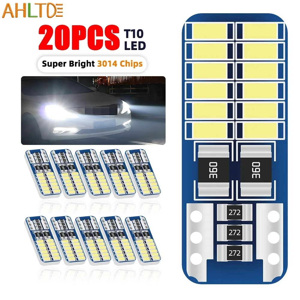 2/4/10/20pcs Car Interior Bulb W5W T10 3014 LED Canbus Error Free 194 168 Map Dome Reading Light 12V Auto Parking Signal Lamp