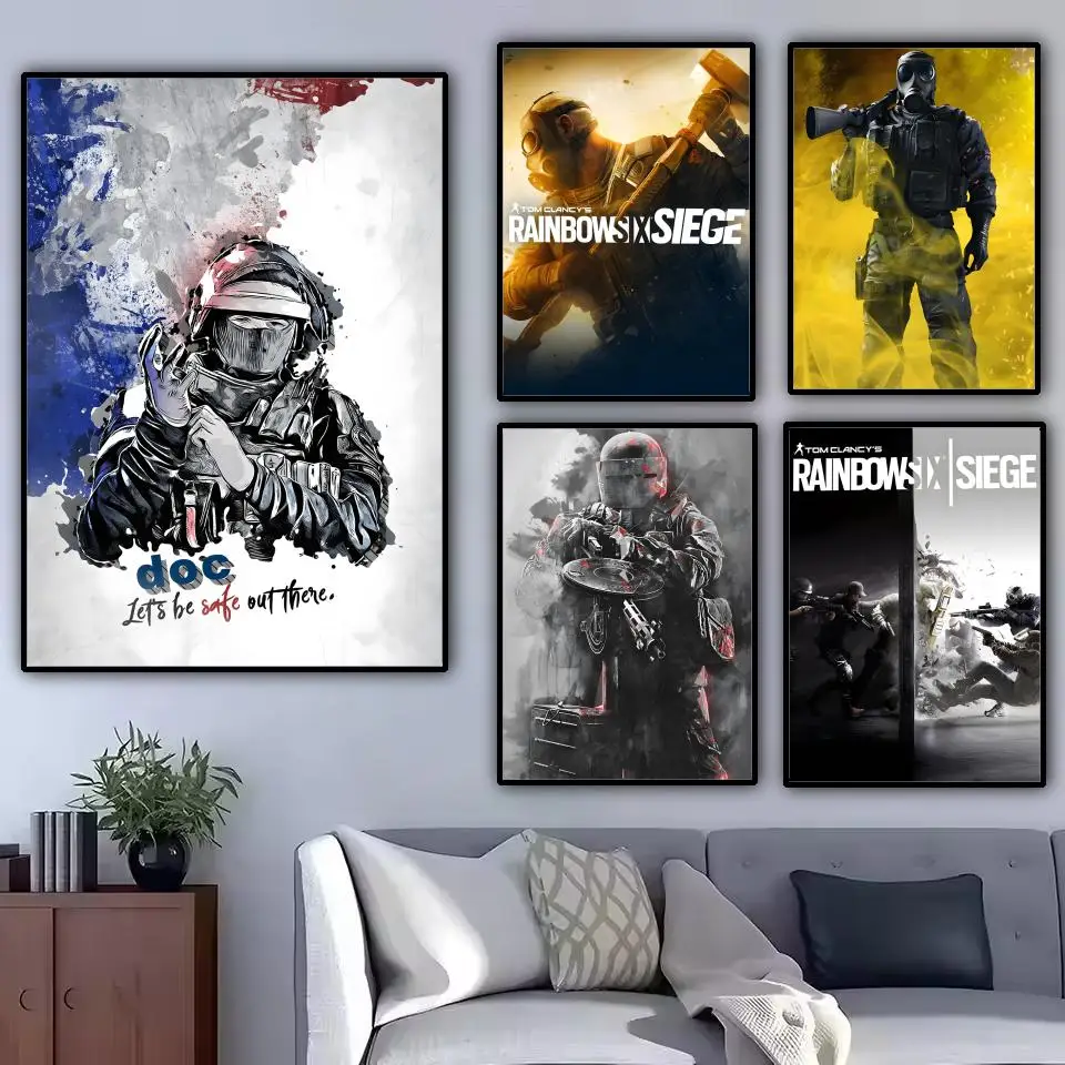 توم C-كلانسي قوس قزح ستة الحصار فيلم اللوحة الخط قماش المشارك مقاوم للماء ودائم ديكور جدران مثالي لكل مساحة