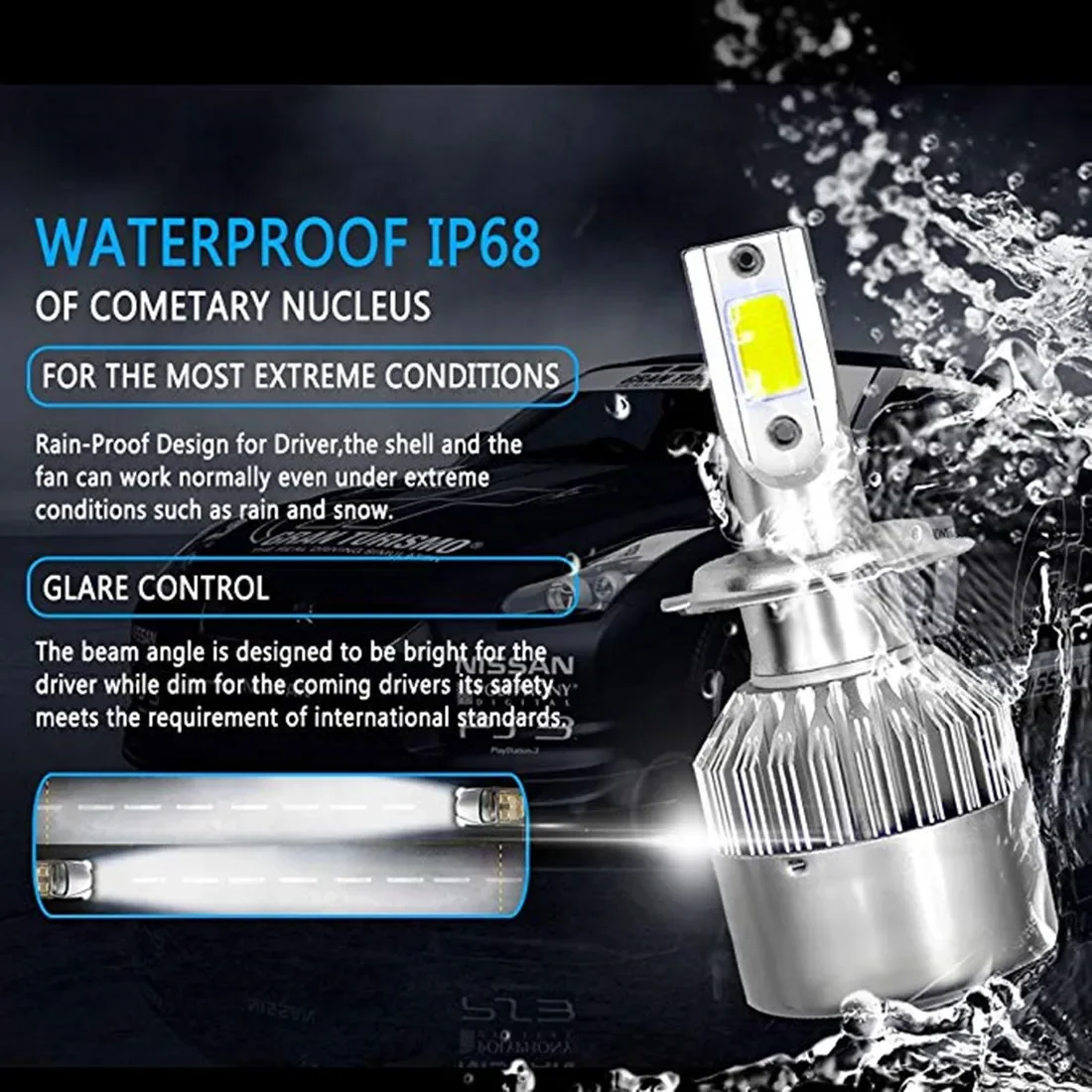 2Pcs H4 LED Car Lights Bulbs 9007 9004 HB2 9007 HB4 H13  Auto Headlights 72W COB 6000K 3000K 12000K 8000Lm