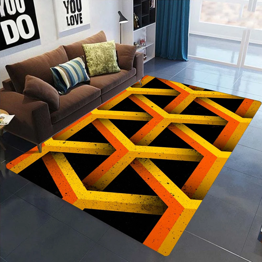 3D Geometric Pattern Carpet Rug  Abstract Design Home Decoration Living Room Bedroom Non-Slip Soft Floor Mat Modern Art Decor