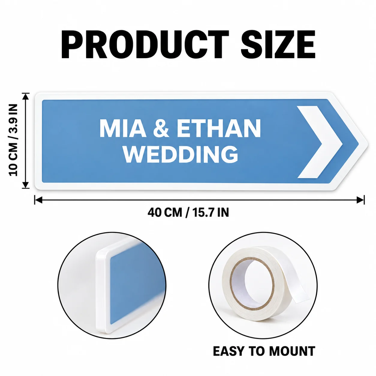 Personalized Wedding Arrow Sign Custom Text Names Date Left Right Directional Sign Wedding Reception Guide Wall Decor Plaque