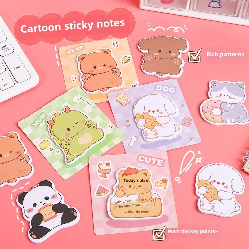 Creative Cartoon Animal Stickers Ins Style Student Office Memo Notes Thickened Note Paper Self Adhesive Post It Notes