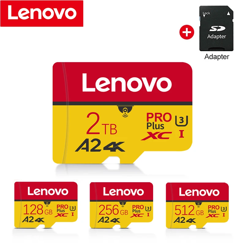 Lenovo-Cartão de Memória de Alta Velocidade, Cartão SD de Grande Capacidade, Mini TF Flash Card para PC, Desktop, Mac, Câmera, 2TB, 1TB, 128GB, 256GB, 512GB