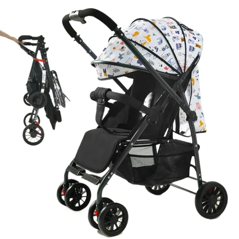 High Landscape baby stroller Two-way Children's  Baby Carriage Lightweight Foldable Baby Stroller Sit and Recline Stroller