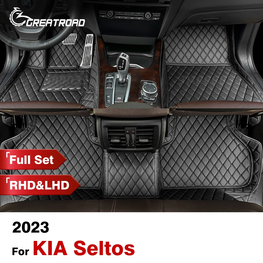 Custom Car Floor Mats For KIA Seltos 2023 Automobile Carpet Cover Interior Details Accessories Protective Pad Parts