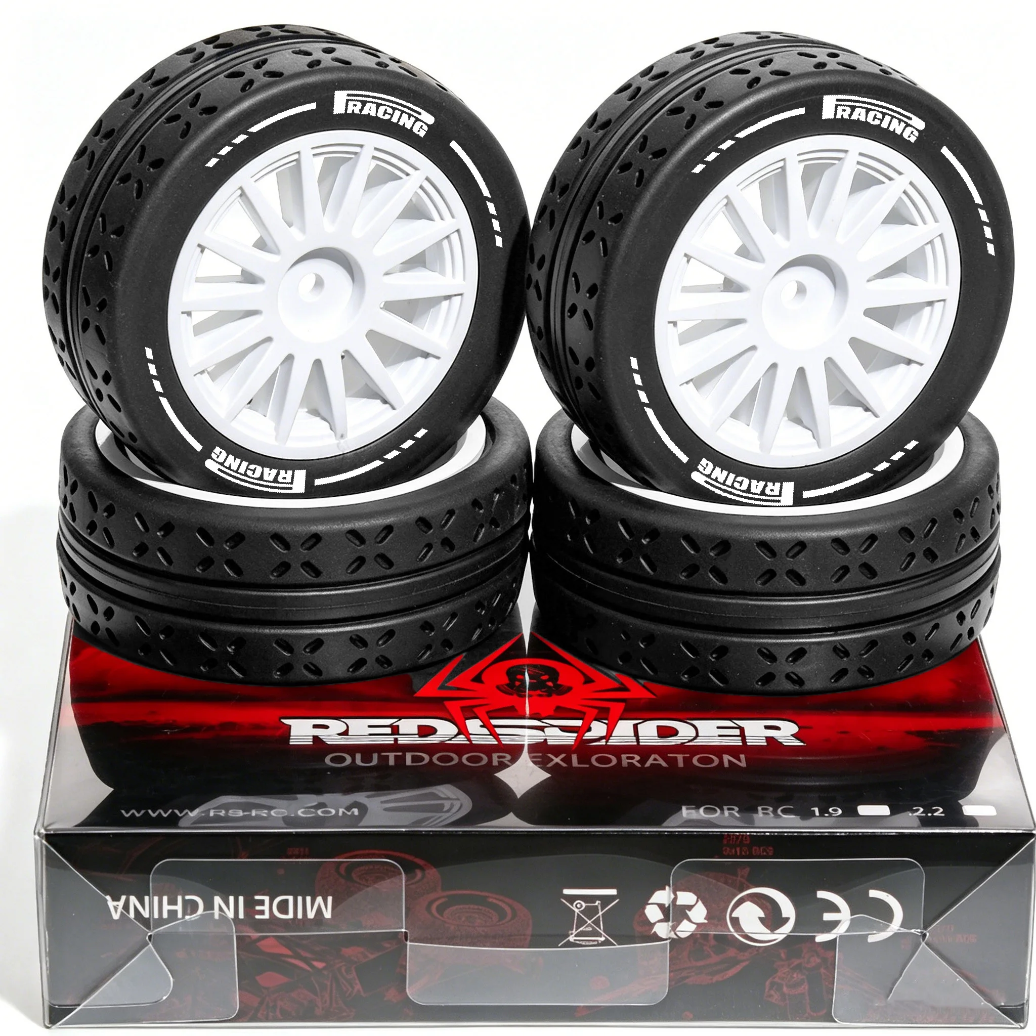 RED SPIDER 4Pcs/Set 1/10 RC Racing Car Tires On Road Tyre Wheel For All 1/10 RC Rally On-Road Racing TAMIYA TT02 XV01 HSP 94123