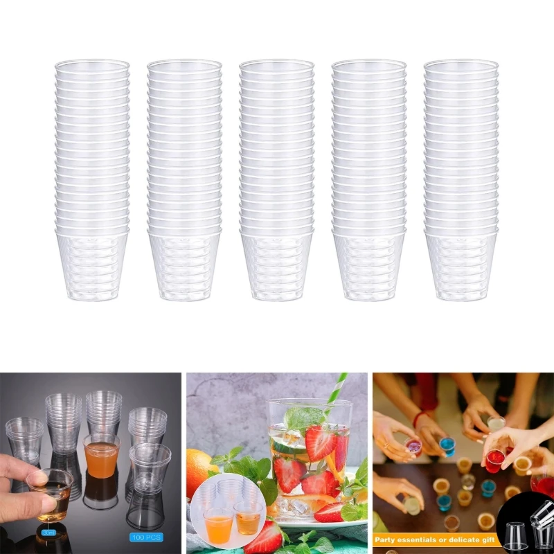 100x Reusable Plastic Shot Glasses 30ml Shot Cups for Party Cups Strong Cups for Banquets Party