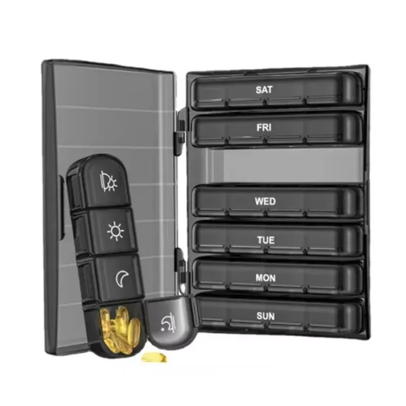Pill Cases Box Organizer 7 Days 28 Grids 4 Times Portable Travel with Large Compartments for Vitamins Medicine Fish Oils