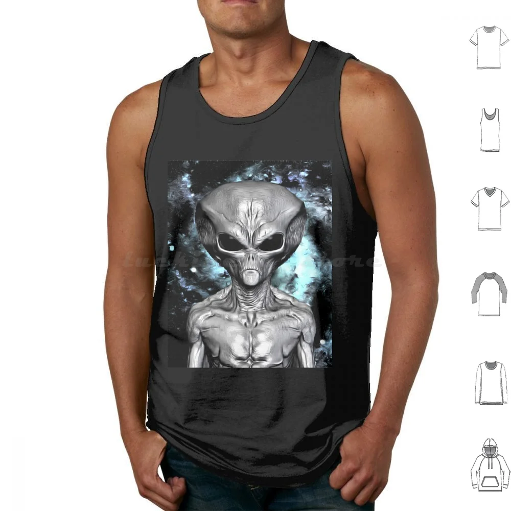 Classic Grey Art Tank Tops Print Cotton Area 51 Usa Roswell Ufo Flying Saucer Abduction Greys Spaceship Space