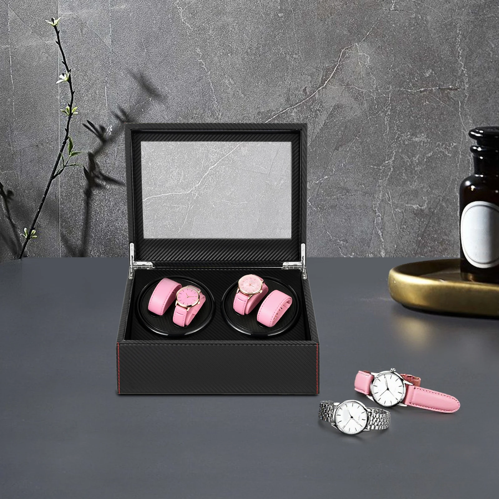 

Bymaocar 4+6 Watch Winder Box - Quiet Bi-Directional Rotation, Large Capacity, Detachable Pillow, Display Case for Men & Women