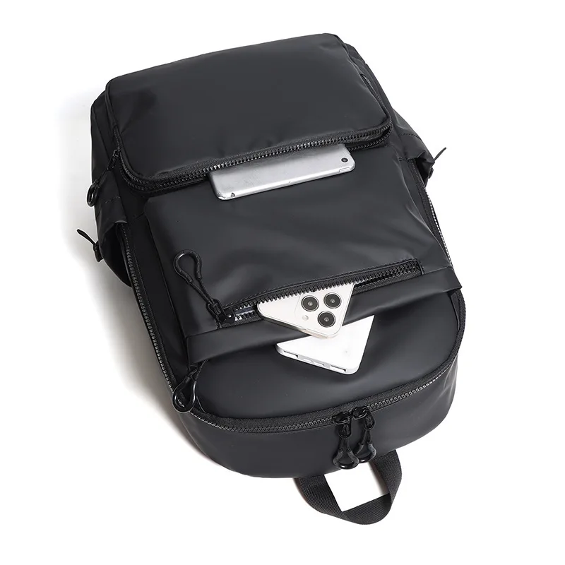 حقيبة كمبيوتر محمول بلون عادي كاجوال بسيطة متعددة الطبقات جيب حقيبة ظهر ذات سعة كبيرة 15.6 بوصة حقائب كتف مزدوجة للكمبيوتر المحمول #2