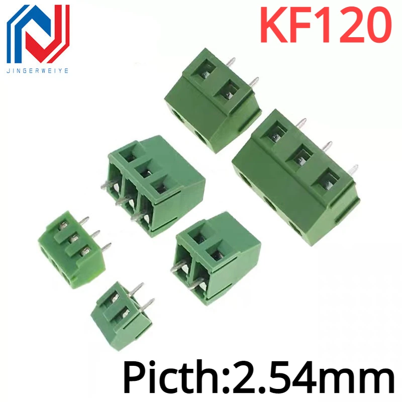 20/10/5Pcs KF120 2.54mm Pitch 2Pin Straight Pin Green PCB Mount Screw Straight Pin Terminal kf120-2.54-2P Terminal Connector