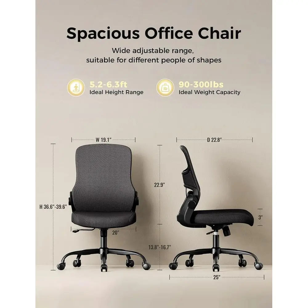 Oice Chair, Mesh Ergonomic Desk Chairs, Lumbar Support, Adjustable Height, Arml, Swivel unction and Smooth-Rolling Wheels or Hom