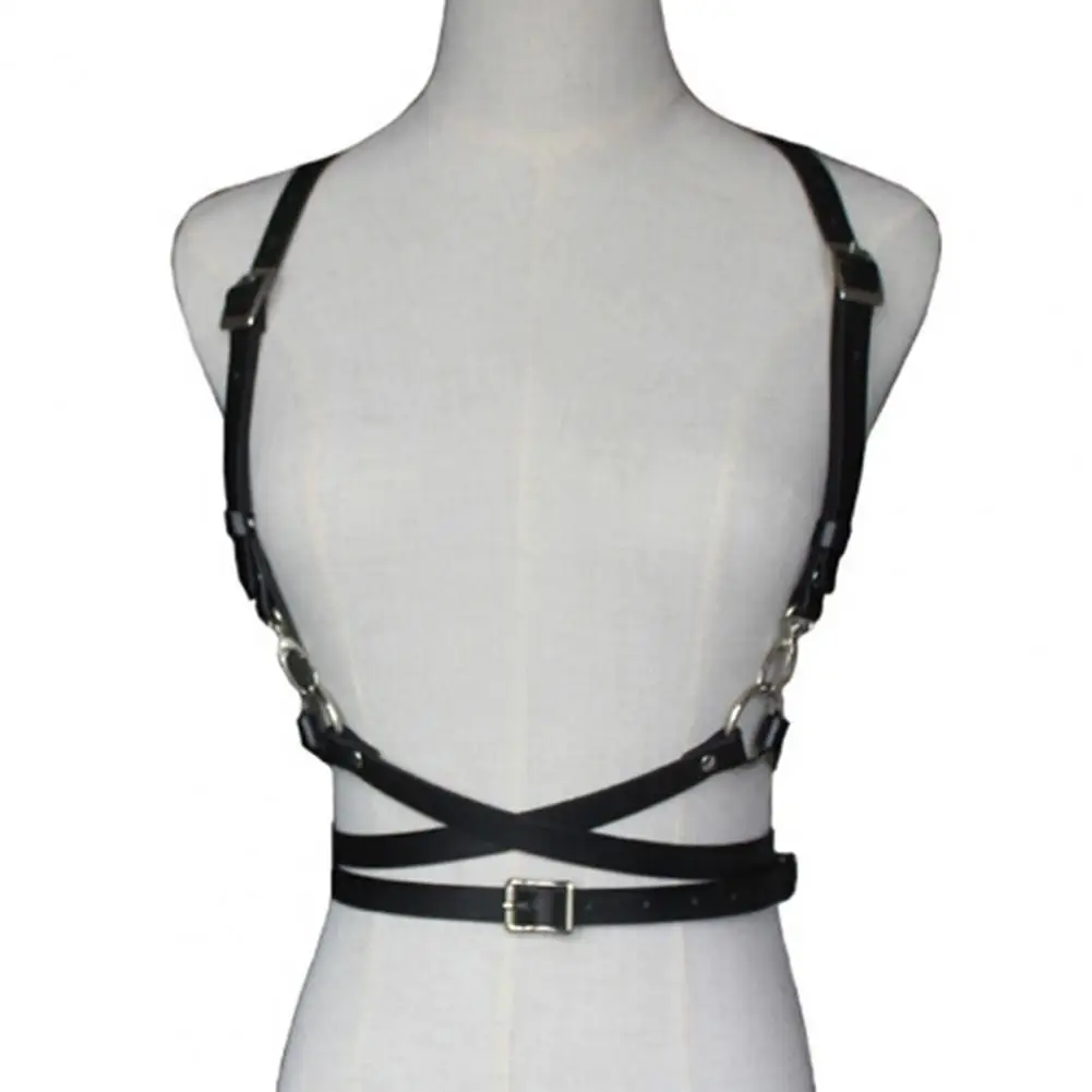 Gothic Handmade PU Leather Harness Belts Fashion Faux Leather Cage Vest Chest Sculpting Body Strap Waist Belt Cincher Harajuku