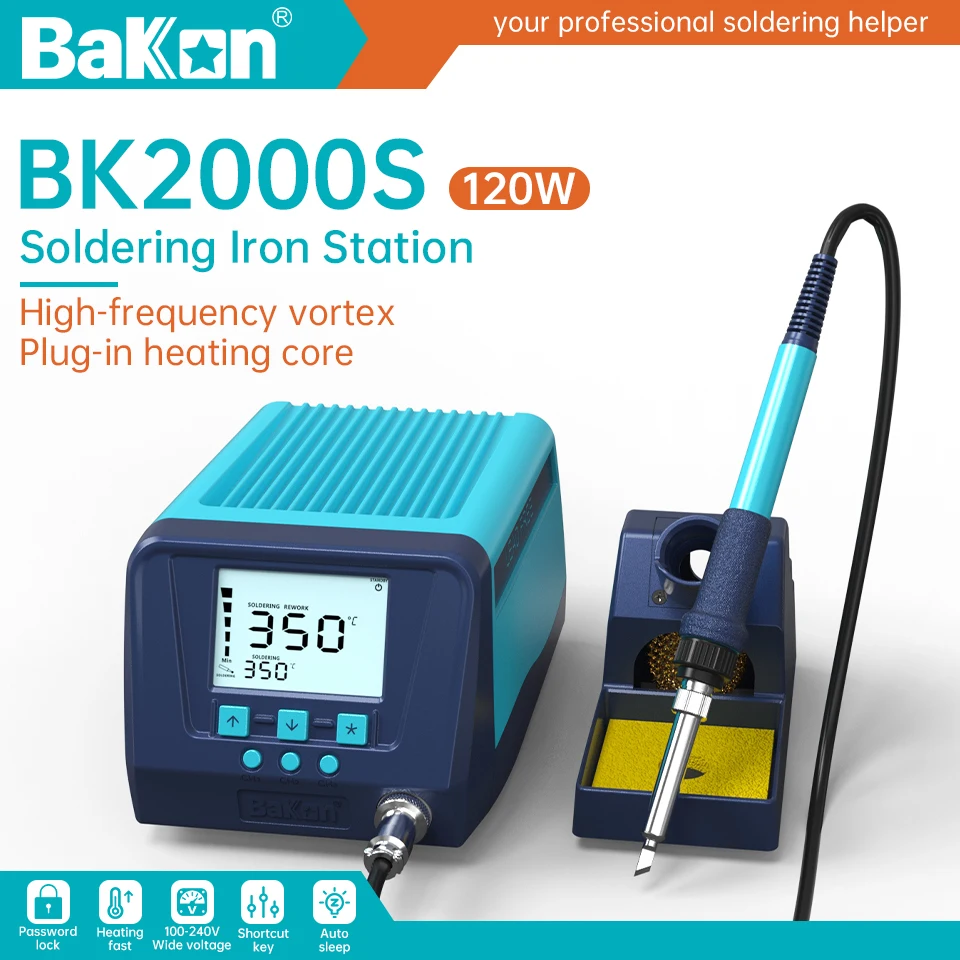 

Bakon BK2000S 120W Eddy Current Heating Soldering Station Professional Wide Voltage Lead-free Soldering for Mobile Phone Repair