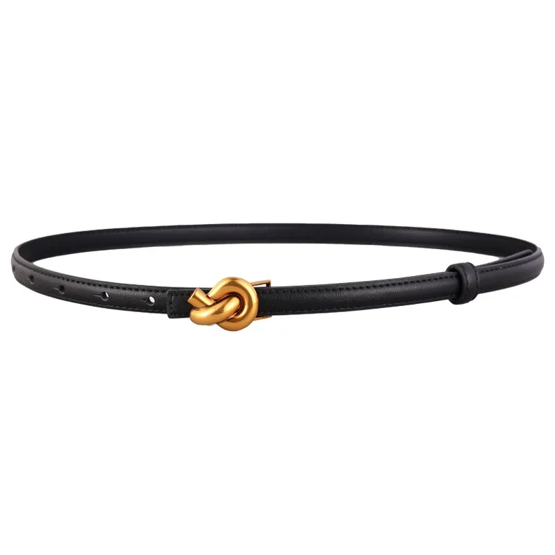 เข็มขัดหนังใหม่ Retro Gold เข็มขัดผู้หญิงตกแต่งร้อยชุดกางเกงยีนส์กระโปรง Niche