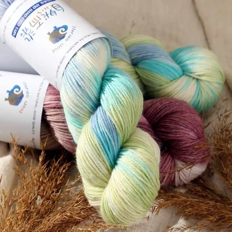 100g/roll 270M Merino Wool Yarn Handmade Dyed Wool Yarn Soft Sweater Scarf Hat Woven Rainbow Baby Yarn
