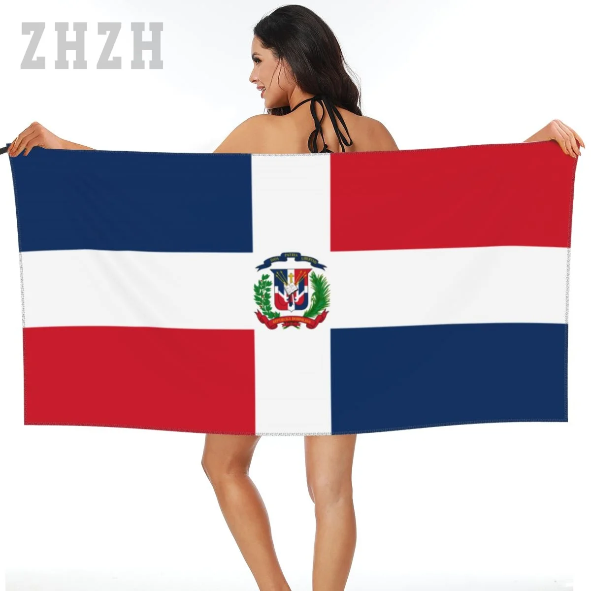 

More Design Dominican Republic Flag Emblem Bath Towel Quick dry Microfiber Absorbing Soft Water Breathable Beach Swimming