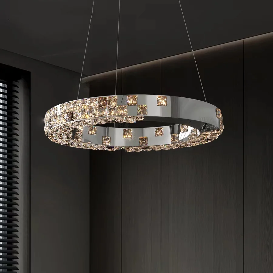 Light Luxury Led Crystal Chandelier Home Decoration Living Room Master Light Bedroom Dining Room Three Color Light Fixture